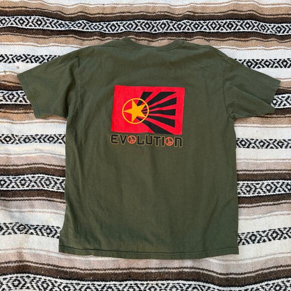 Vintage 2000's John Lennon Green Red Revolution Evolution Peace Tee Shirt Sz XL - Picture 2 of 7